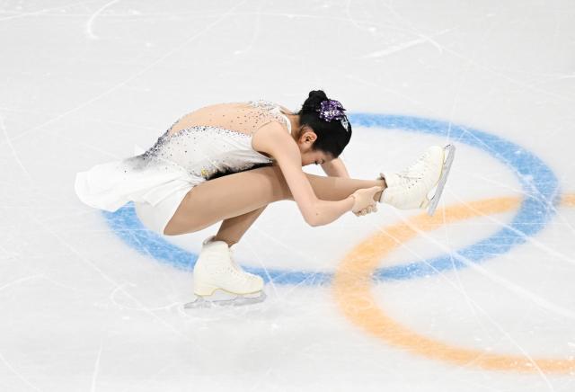 (260219) -- MILAN, Feb. 19, 2026 (Xinhua) -- Zhang Ruiyang of China competes during the free skating match of figure skating women single skating at the Milan-Cortina 2026 Olympic Winter Games in Milan, Italy, Feb. 19, 2026. (Xinhua/Cheng Min)
