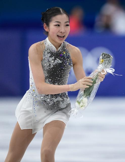 (260219) -- MILAN, Feb. 19, 2026 (Xinhua) -- Zhang Ruiyang of China reacts after the free skating match of figure skating women single skating at the Milan-Cortina 2026 Olympic Winter Games in Milan, Italy, Feb. 19, 2026. (Xinhua/Xue Yuge)