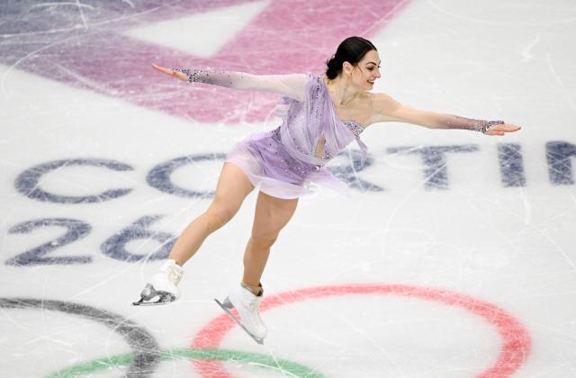 (260219) -- MILAN, Feb. 19, 2026 (Xinhua) -- Julia Sauter of Romania competes during the free skating match of figure skating women single skating at the Milan-Cortina 2026 Olympic Winter Games in Milan, Italy, Feb. 19, 2026. (Xinhua/Cheng Min)