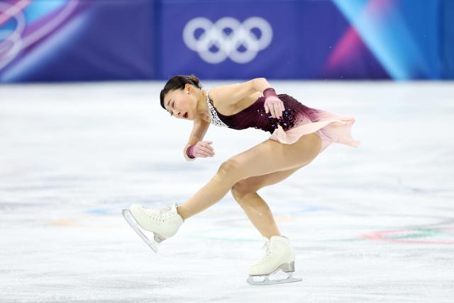 (260219) -- MILAN, Feb. 19, 2026 (Xinhua) -- Sakamoto Kaori of Japan competes during the free skating match of figure skating women single skating at the Milan-Cortina 2026 Olympic Winter Games in Milan, Italy, Feb. 19, 2026. (Xinhua/Li Ming)