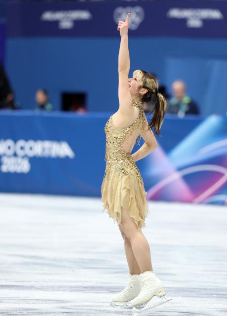 (260219) -- MILAN, Feb. 19, 2026 (Xinhua) -- Alysa Liu of the United States competes during the free skating match of figure skating women single skating at the Milan-Cortina 2026 Olympic Winter Games in Milan, Italy, Feb. 19, 2026. (Xinhua/Li Ming)