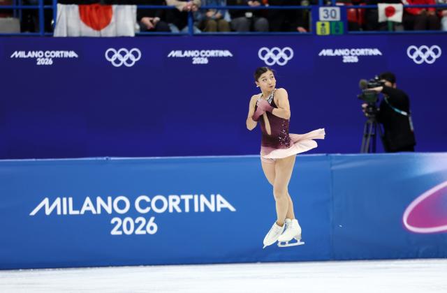 (260219) -- MILAN, Feb. 19, 2026 (Xinhua) -- Sakamoto Kaori of Japan competes during the free skating match of figure skating women single skating at the Milan-Cortina 2026 Olympic Winter Games in Milan, Italy, Feb. 19, 2026. (Xinhua/Li Ming)