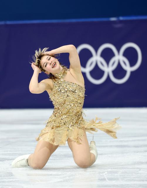 (260220) -- MILAN, Feb. 20, 2026 (Xinhua) -- Alysa Liu of the United States competes during the free skating match of figure skating women single skating at the Milan-Cortina 2026 Olympic Winter Games in Milan, Italy, Feb. 19, 2026. (Xinhua/Li Ming)