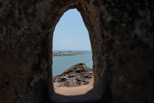 (260220) -- MOMBASA, Feb. 20, 2026 (Xinhua) -- This photo taken on Feb. 19, 2026 shows a view of the Indian Ocean seen from Fort Jesus in the Old Town of Mombasa, Kenya. Built by the Portuguese in 1593-1596, Fort Jesus is one of the most outstanding and well-preserved examples of 16th Portuguese military fortifications and was added to World Heritage List by the UNESCO in 2011. (Xinhua/Xie Jianfei)