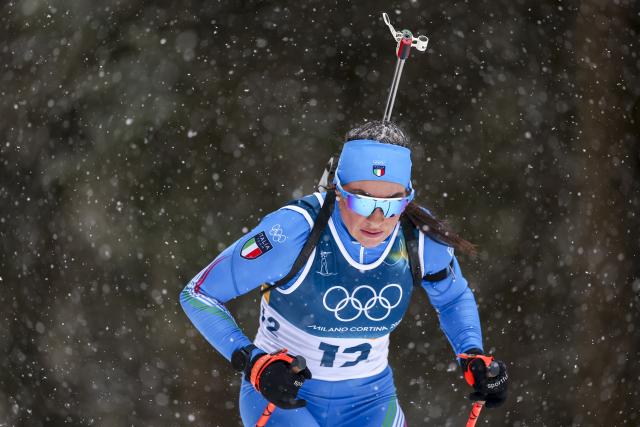 (260221) -- ANTERSELVA, Feb. 21, 2026 (Xinhua) -- Dorothea Wierer of Italy competes during the biathlon women's 12.5km mass start event at the 2026 Milan-Cortina Winter Olympics in Anterselva, Italy, Feb. 21, 2026. (Xinhua/Zhang Tao)