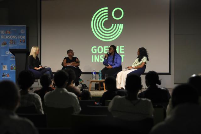 (260222) -- JOHANNESBURG, Feb. 22, 2026 (Xinhua) -- People attend a panel discussion marking the International Mother Language Day in Johannesburg, South Africa, Feb. 21, 2026. In 1999, UNESCO declared Feb. 21 as International Mother Language Day to promote linguistic and cultural diversity and multilingualism. (Xinhua/Chen Wei)