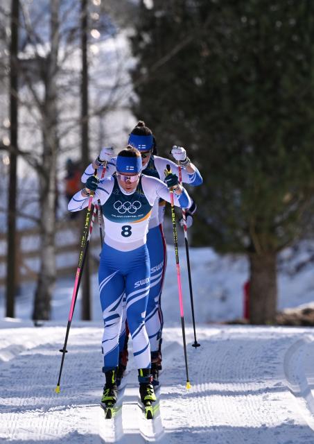 (260222) -- TESERO, Feb. 22, 2026 (Xinhua) -- Kerttu Niskanen of Finland competes during the cross-country skiing women's 50km mass start classic match at the Milan-Cortina 2026 Olympic Winter Games in Tesero, Italy, Feb. 22, 2026. (Xinhua/He Canling)