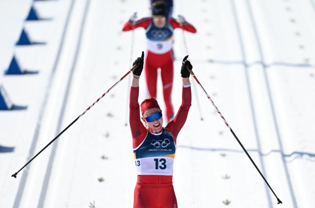 (260222) -- TESERO, Feb. 22, 2026 (Xinhua) -- Nadja Kaelin of Switzerland reacts during the cross-country skiing women's 50km mass start classic match at the Milan-Cortina 2026 Olympic Winter Games in Tesero, Italy, Feb. 22, 2026. (Xinhua/He Canling)