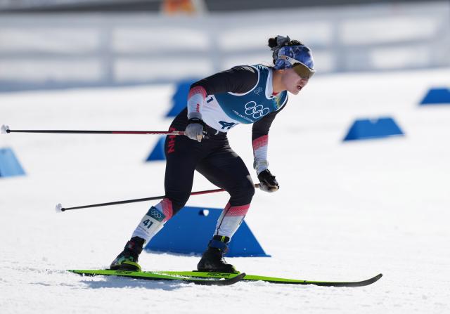 (260222) -- TESERO, Feb. 22, 2026 (Xinhua) -- Chi Chunxue of China competes during the cross-country skiing women's 50km mass start classic match at the Milan-Cortina 2026 Olympic Winter Games in Tesero, Italy, Feb. 22, 2026. (Xinhua/Meng Yongmin)