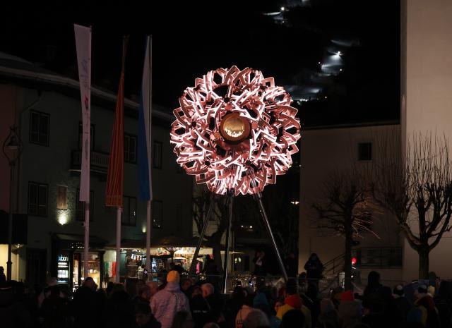 (260222) -- CORTINA D'AMPEZZO, Feb. 22, 2026 (Xinhua) -- This photo taken on Feb. 22, 2026 shows the cauldron of the Milan-Cortina 2026 Olympic Winter Games in Cortina, Italy. (Xinhua/Zhang Chenlin)