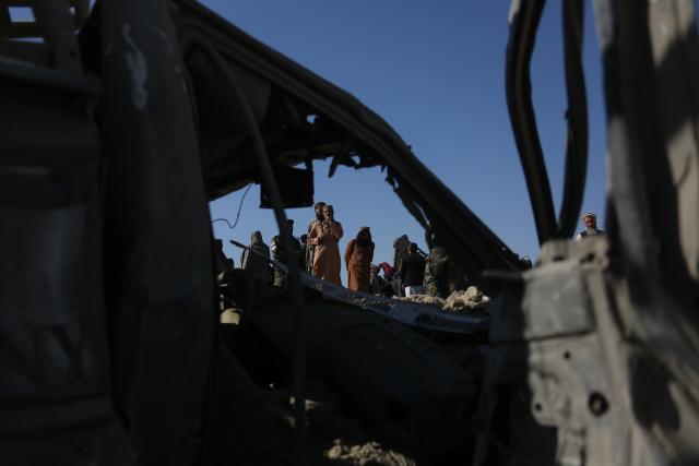 (260223) -- BEIJING, Feb. 23, 2026 (Xinhua) -- A damaged vehicle is pictured following an airstrike in Afghanistan's Nangarhar Province, on Feb. 22, 2026. Zabihullah Mujahid, spokesperson for the Afghan government, confirmed on X on Sunday that the Pakistani military had once again carried out airstrikes on border areas between Afghanistan and Pakistan, causing dozens of casualties. (Photo by Saifurahman Safi/Xinhua)