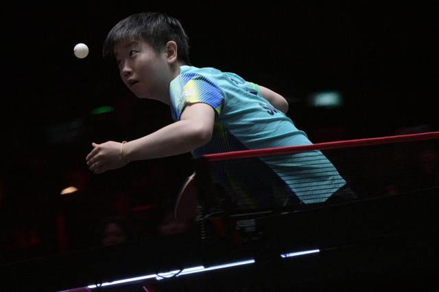 (260223) -- SINGAPORE, Feb. 23, 2026 (Xinhua) -- Sun Yingsha of China serves during the women's singles round of 64 match between Sun Yingsha of China and Orawan Paranang of Thailand at the World Table Tennis (WTT) Singapore Smash 2026 in Singapore on Feb. 23, 2026. (Photo by Then Chih Wey/Xinhua)