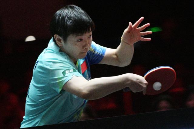 (260223) -- SINGAPORE, Feb. 23, 2026 (Xinhua) -- Sun Yingsha of China hits a return during the women's singles round of 64 match between Sun Yingsha of China and Orawan Paranang of Thailand at the World Table Tennis (WTT) Singapore Smash 2026 in Singapore on Feb. 23, 2026. (Photo by Then Chih Wey/Xinhua)