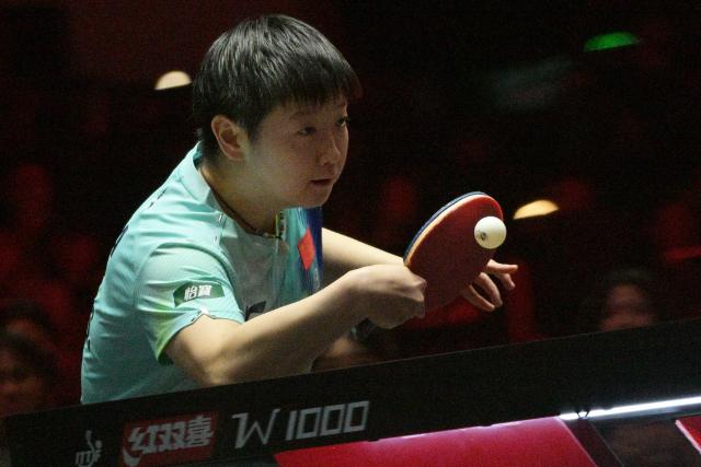 (260223) -- SINGAPORE, Feb. 23, 2026 (Xinhua) -- Sun Yingsha of China hits a return during the women's singles round of 64 match between Sun Yingsha of China and Orawan Paranang of Thailand at the World Table Tennis (WTT) Singapore Smash 2026 in Singapore on Feb. 23, 2026. (Photo by Then Chih Wey/Xinhua)