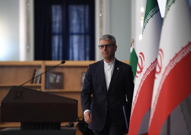 (260223) -- TEHRAN, Feb. 23, 2026 (Xinhua) -- Iranian Foreign Ministry spokesman Esmaeil Baghaei is pictured during a weekly press conference in Tehran, Iran, on Feb. 23, 2026. Iranian Foreign Ministry spokesman Esmaeil Baghaei on Monday warned that any attack by the United States against Iran, regardless of its scope and scale, will be considered an act of aggression and followed by consequences. (Xinhua/Shadati)