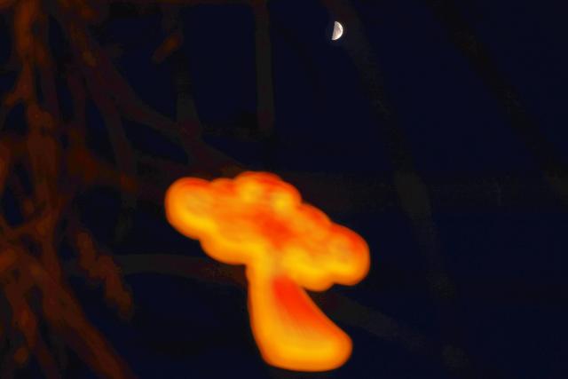 (260224) -- BEIJING, Feb. 24, 2026 (Xinhua) -- This photo taken on Feb. 24, 2026 shows the moon over Jagdaqi, northeast China's Heilongjiang Province. The largest first quarter moon of the year appeared in the sky on Tuesday. The moon was near its perigee in orbit, approximately 370,000 kilometers from the Earth. (Photo by Zhuang Yu/Xinhua)