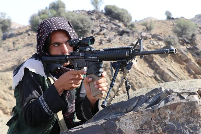 (260227) -- KHOST, Feb. 27, 2026 (Xinhua) -- An Afghan security force member takes part in a military operation against Pakistan in Khost province, Afghanistan, Feb. 27, 2026. TO GO WITH "Clashes break out again along Afghanistan-Pakistan border" (Photo by Yusuf Mangal/Xinhua)