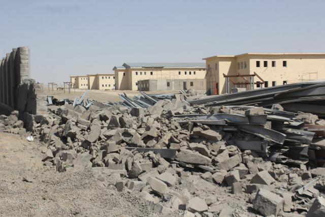 (260228) -- KANDAHAR, Feb. 28, 2026 (Xinhua) -- Debris of damaged buildings are seen at a temporary camp following a strike in Kandahar province, Afghanistan, Feb. 28, 2026. Three Afghan returnees lost their lives and seven others were injured after Pakistani forces struck a temporary camp of returnees in southern Afghanistan's Kandahar province on Saturday, deputy spokesman of the Afghan government Hamdullah Fitrat said. (Photo by Arghand/Xinhua)