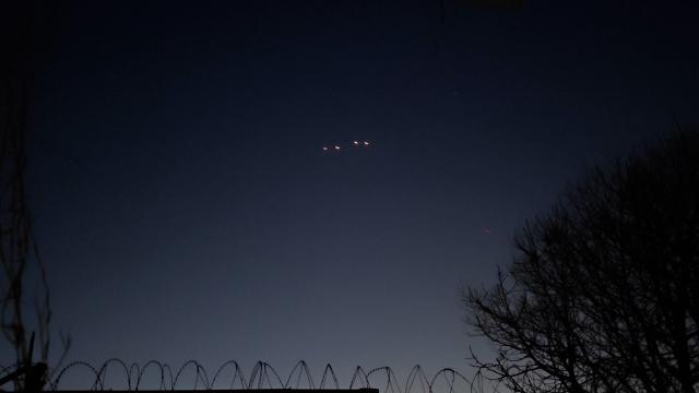 (260301) -- KABUL, March 1, 2026 (Xinhua) -- This video grab shows Afghan air defense forces firing in response to Pakistani airstrikes in Kabul, Afghanistan, on the early morning of March 1, 2026. Afghanistan's capital Kabul was attacked by Pakistani air power at around 5:40 a.m. local time on Sunday, triggering a series of explosions and the Afghan air defense forces' fire response against aerial targets. (Xinhua/Zhang Yibin)