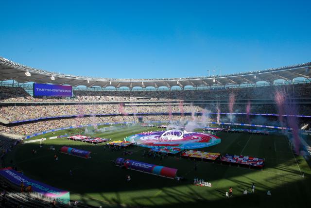 (260301) -- PERTH, March 1, 2026 (Xinhua) -- Photo taken on March 1, 2026 shows the opening ceremony before the group A opener match between Australia and the Philippines at the 2026 AFC Women's Asian Cup at Perth Stadium in Perth, Australia, March 1, 2026. (Xinhua/Ma Ping)