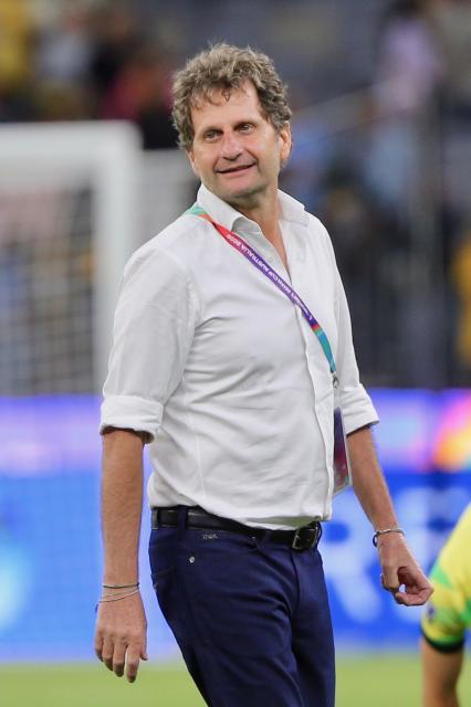 (260301) -- PERTH, March 1, 2026 (Xinhua) -- Joseph Montemurro, head coach of Australia, reacts during the group A opener match between Australia and the Philippines at the 2026 AFC Women's Asian Cup at Perth Stadium in Perth, Australia, March 1, 2026. (Photo by Zhou Dan/Xinhua)