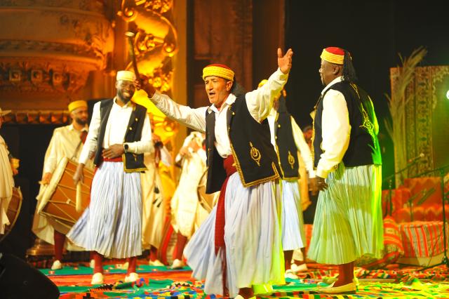 (260302) -- TUNIS, March 2, 2026 (Xinhua) -- Dancers from Djerba perform traditional Tunisian folk dances in Tunis, Tunisia, on March 1, 2026. (Photo by Adel Ezzine/Xinhua)