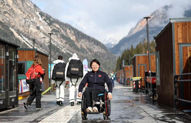 (260303) -- CORTINA D'AMPEZZO, March 3, 2026 (Xinhua) -- Wang Meng of China is seen at the Paralympic Village of the Milan-Cortina 2026 Paralympic Winter Games in Cortina d'Ampezzo, Italy, March 3, 2026. (Xinhua/Wang Kaiyan)