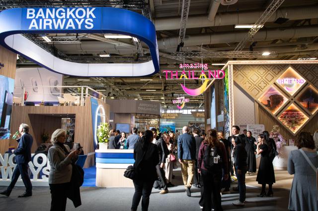 (260303) -- BERLIN, March 3, 2026 (Xinhua) -- Photo taken on March 3, 2026 shows the exhibition area of Thailand at the ITB Berlin travel trade show in Berlin, Germany. This year's ITB Berlin travel trade show kicked off here on Tuesday and will last until March 5. First held in 1966, the event celebrates its 60th anniversary this year. (Xinhua/Zhang Haofu)