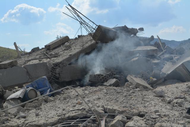 (260303) -- MEIDOUN, March 3, 2026 (Xinhua) -- Photo taken on March, 3, 2026 shows ruins after Israeli airstrikes in Meidoun, Lebanon. Tensions between Lebanon and Israel have escalated in recent days, with intensified airstrikes and exchanges of fire along the border, leading to mounting casualties, widespread displacement, and growing pressure on emergency response systems. (Photo by Taher Abu Hamdan/Xinhua)