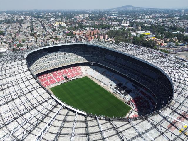 (260304) -- MEXICO CITY, March 4, 2026 (Xinhua) -- This drone photo shows the Azteca Stadium in Mexico City, Mexico, March 3, 2026. The expanded 48-team World Cup, to be co-hosted by the United States, Canada, and Mexico, will run from June 11 to July 19, 2026. Mexico City's iconic Azteca Stadium, which staged the 1970 and 1986 World Cup finals, will host the opener and four other matches in the next edition of football's showpiece tournament. (Photo by Francisco Canedo/Xinhua)