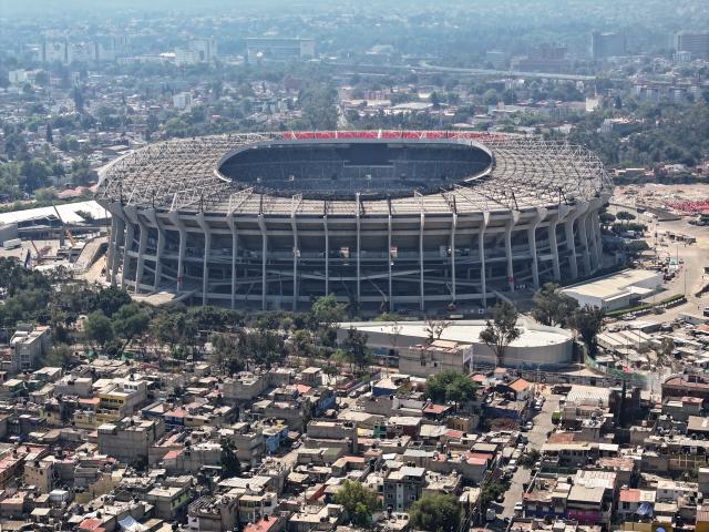 (260304) -- MEXICO CITY, March 4, 2026 (Xinhua) -- This drone photo shows the Azteca Stadium in Mexico City, Mexico, March 3, 2026. The expanded 48-team World Cup, to be co-hosted by the United States, Canada, and Mexico, will run from June 11 to July 19, 2026. Mexico City's iconic Azteca Stadium, which staged the 1970 and 1986 World Cup finals, will host the opener and four other matches in the next edition of football's showpiece tournament. (Xinhua/Li Muzi)