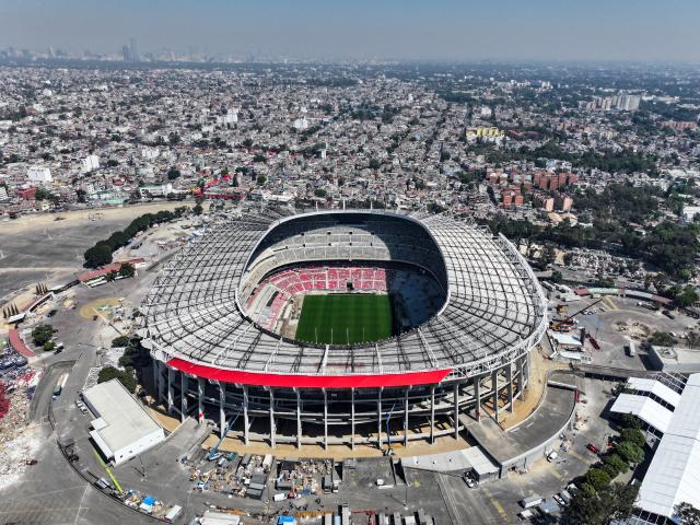 (260304) -- MEXICO CITY, March 4, 2026 (Xinhua) -- This drone photo shows the Azteca Stadium in Mexico City, Mexico, March 3, 2026. The expanded 48-team World Cup, to be co-hosted by the United States, Canada, and Mexico, will run from June 11 to July 19, 2026. Mexico City's iconic Azteca Stadium, which staged the 1970 and 1986 World Cup finals, will host the opener and four other matches in the next edition of football's showpiece tournament. (Xinhua/Li Muzi)