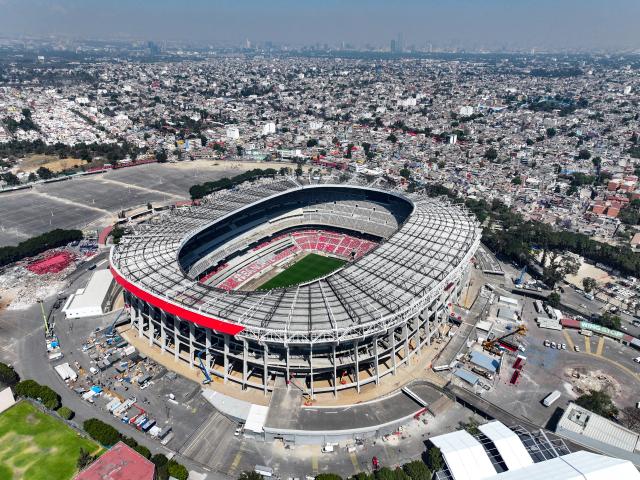 (260304) -- MEXICO CITY, March 4, 2026 (Xinhua) -- This drone photo shows the Azteca Stadium in Mexico City, Mexico, March 3, 2026. The expanded 48-team World Cup, to be co-hosted by the United States, Canada, and Mexico, will run from June 11 to July 19, 2026. Mexico City's iconic Azteca Stadium, which staged the 1970 and 1986 World Cup finals, will host the opener and four other matches in the next edition of football's showpiece tournament. (Xinhua/Li Muzi)