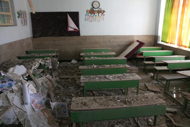 (260304) -- TEHRAN, March 4, 2026 (Xinhua) -- This photo taken on March 3, 2026 shows the debris inside a classroom of Shahid Mahallati School in Tehran, Iran.
  The school was damaged in the ongoing joint military campaign by the United States and Israel. (Xinhua/Shadati)