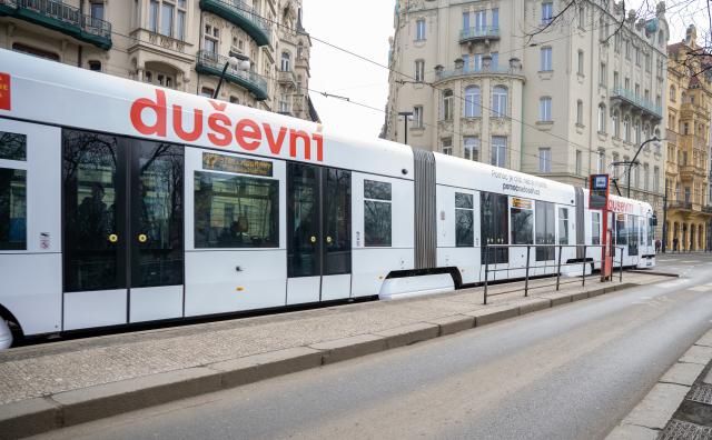 (260304) -- PRAGUE, March 4, 2026 (Xinhua) -- A specially designed "Mental Health Tram" is pictured in Prague, the Czech Republic, on March 3, 2026.
  Prague has unveiled a specially designed "Mental Health Tram" as part of its "Help Is Within Reach" campaign to destigmatize mental health issues and encourage residents to seek support.
  The tram will operate on regular routes for approximately seven weeks to raise public awareness of accessible mental health resources. (Photo by Dana Kesnerova/Xinhua)