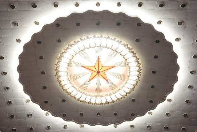 (260305) -- BEIJING, March 5, 2026 (Xinhua) -- This photo taken on March 5, 2026 shows an interior view of the Great Hall of the People, the venue for the opening meeting of the fourth session of the 14th National People's Congress (NPC), in Beijing, capital of China. (Xinhua/Xing Guangli)