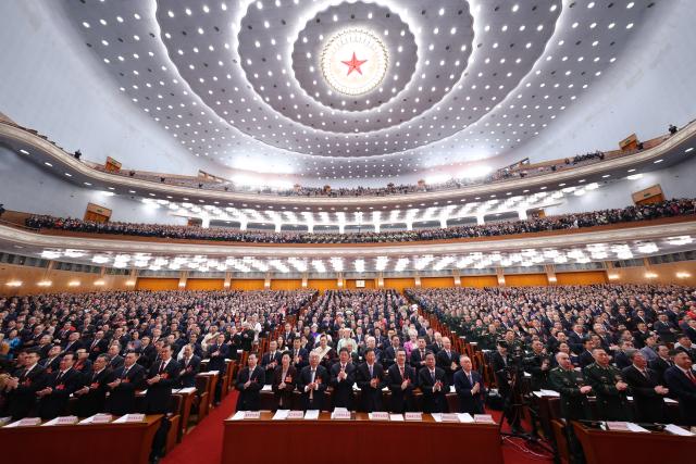 (260305) -- BEIJING, March 5, 2026 (Xinhua) -- The opening meeting of the fourth session of the 14th National People's Congress (NPC) is held at the Great Hall of the People in Beijing, capital of China, March 5, 2026. (Xinhua/Huang Jingwen)
