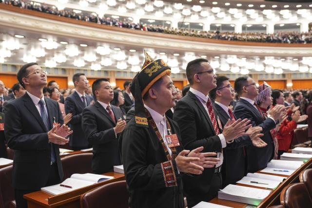 (260305) -- BEIJING, March 5, 2026 (Xinhua) -- The opening meeting of the fourth session of the 14th National People's Congress (NPC) is held at the Great Hall of the People in Beijing, capital of China, March 5, 2026. (Xinhua/Xing Guangli)