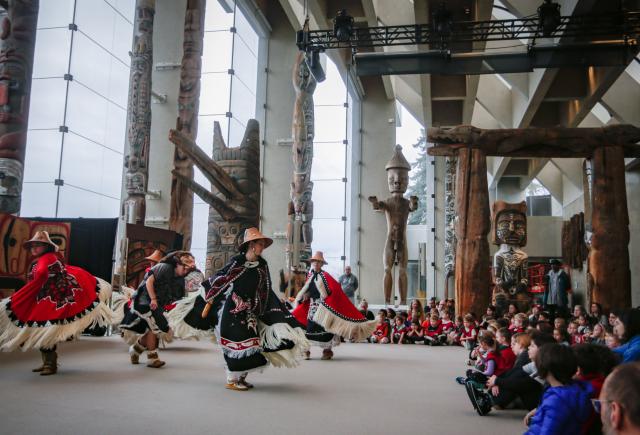 (260305) -- VANCOUVER, March 5, 2026 (Xinhua) -- Indigenous dancers perform during the 19th Annual Coastal Dance Festival at the Museum of Anthropology in Vancouver, British Columbia, Canada, March 4, 2026. The six-day festival will run until March 8. (Photo by Liang Sen/Xinhua)