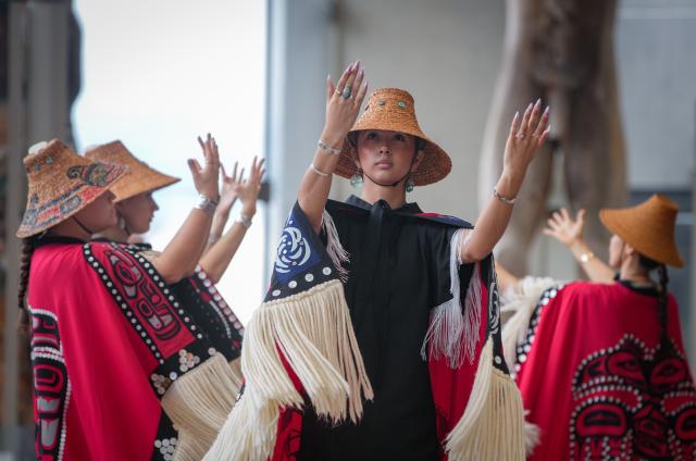 (260305) -- VANCOUVER, March 5, 2026 (Xinhua) -- Indigenous dancers perform during the 19th Annual Coastal Dance Festival at the Museum of Anthropology in Vancouver, British Columbia, Canada, March 4, 2026. The six-day festival will run until March 8. (Photo by Liang Sen/Xinhua)