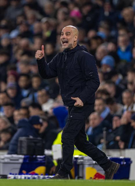 (260305) -- MANCHESTER, March 5, 2026 (Xinhua) -- Manchester City's head coach Pep Guardiola reacts during the English Premier League match between Manchester City FC and Nottingham Forest FC in Manchester, Britain, on March 4, 2026. (Xinhua)
FOR EDITORIAL USE ONLY. NOT FOR SALE FOR MARKETING OR ADVERTISING CAMPAIGNS. NO USE WITH UNAUTHORIZED AUDIO, VIDEO, DATA, FIXTURE LISTS, CLUB/LEAGUE LOGOS OR "LIVE" SERVICES. ONLINE IN-MATCH USE LIMITED TO 45 IMAGES, NO VIDEO EMULATION. NO USE IN BETTING, GAMES OR SINGLE CLUB/LEAGUE/PLAYER PUBLICATIONS.