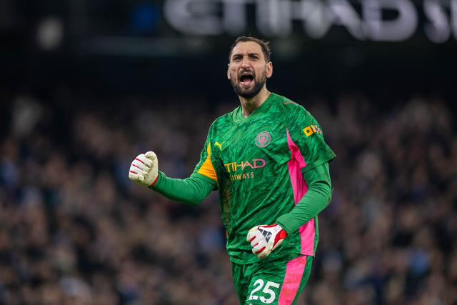 (260305) -- MANCHESTER, March 5, 2026 (Xinhua) -- Manchester City's goalkeeper Gianluigi Donnarumma celebrates his side's opening goal during the English Premier League match between Manchester City FC and Nottingham Forest FC in Manchester, Britain, on March 4, 2026. (Xinhua)
FOR EDITORIAL USE ONLY. NOT FOR SALE FOR MARKETING OR ADVERTISING CAMPAIGNS. NO USE WITH UNAUTHORIZED AUDIO, VIDEO, DATA, FIXTURE LISTS, CLUB/LEAGUE LOGOS OR "LIVE" SERVICES. ONLINE IN-MATCH USE LIMITED TO 45 IMAGES, NO VIDEO EMULATION. NO USE IN BETTING, GAMES OR SINGLE CLUB/LEAGUE/PLAYER PUBLICATIONS.