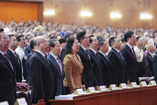 (260305) -- BEIJING, March 5, 2026 (Xinhua) -- The opening meeting of the fourth session of the 14th National People's Congress (NPC) is held at the Great Hall of the People in Beijing, capital of China, March 5, 2026. (Xinhua/Xing Guangli)