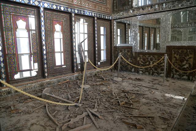 (260305) -- TEHRAN, March 5, 2026 (Xinhua) -- This photo taken on March 3, 2026 shows a view of the damaged Golestan Palace in Tehran, Iran. The Golestan Palace, a UNESCO World Heritage Site, was partially damaged in air raids during U.S. and Israeli strikes on Iran. (Xinhua)