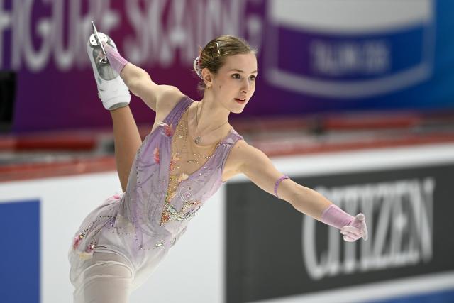 (260306) -- TALLINN, March 6, 2026 (Xinhua) -- Alica Lengyelova of Slovakia competes during the women's short program at the ISU Figure Skating Junior World Championships in Tallinn, Estonia, March 5, 2026 (Photo by Sergei Stepanov/Xinhua)