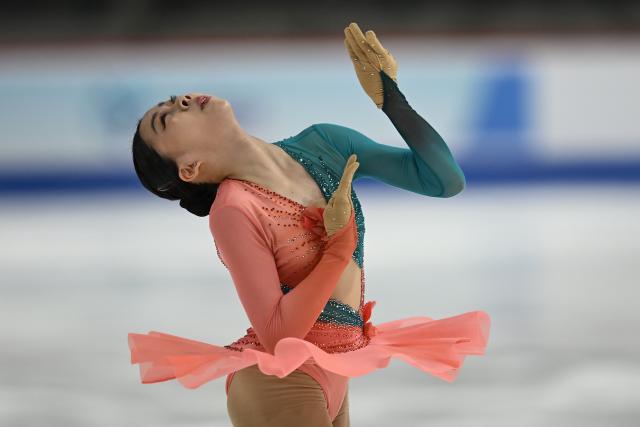 (260306) -- TALLINN, March 6, 2026 (Xinhua) -- Wang Yihan of China competes during the women's short program at the ISU Figure Skating Junior World Championships in Tallinn, Estonia, March 5, 2026 (Photo by Sergei Stepanov/Xinhua)
