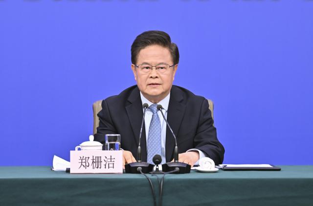 (260306) -- BEIJING, March 6, 2026 (Xinhua) -- Zheng Shanjie, head of the National Development and Reform Commission, attends a press conference for the fourth session of the 14th National People's Congress (NPC) on economy in Beijing, capital of China, March 6, 2026. (Xinhua/Li Xin)
