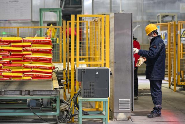 (260306) -- MANAS, March 6, 2026 (Xinhua) -- Employees pack fertilizers at a fertilizer company in Manas County of Changji Hui Autonomous Prefecture, northwest China's Xinjiang Uygur Autonomous Region, on March 4, 2026. Agricultural supply manufacturers in Xinjiang are working at full capacity to fulfill orders and ensure a steady flow of fertilizers and materials for spring farming.
   Ample farm supplies and improved field management, together with the use of drones, provide strong support for a smooth start of another round of spring sowing, which is key to achieving higher grain output and increased local farmer incomes. (Xinhua/Ding Lei)