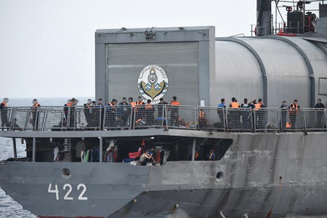 (260306) -- COLOMBO, March 6, 2026 (Xinhua) -- This photo taken on March 6, 2026 shows the Iranian naval vessel IRIS Bushehr in Colombo, Sri Lanka. A total of 204 people from the Iranian naval vessel IRIS Bushehr have been brought to Colombo Port, the Sri Lanka Navy said on Friday.
   Navy Media Spokesperson Commander Buddhika Sampath said IRIS Bushehr is scheduled to be taken to the eastern port of Trincomalee later on Friday. (Xinhua)