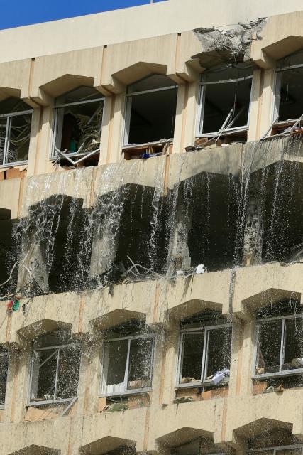 (260306) -- SIDON, March 6, 2026 (Xinhua) -- Photo taken on March 6, 2026 shows a building damaged by an Israeli airstrike in Sidon, southern Lebanon. Five people were killed, and seven others injured on Friday in an Israeli airstrike targeting the southern Lebanese city of Sidon, Lebanon's Health Ministry said. (Photo by Ali Hashisho/Xinhua)